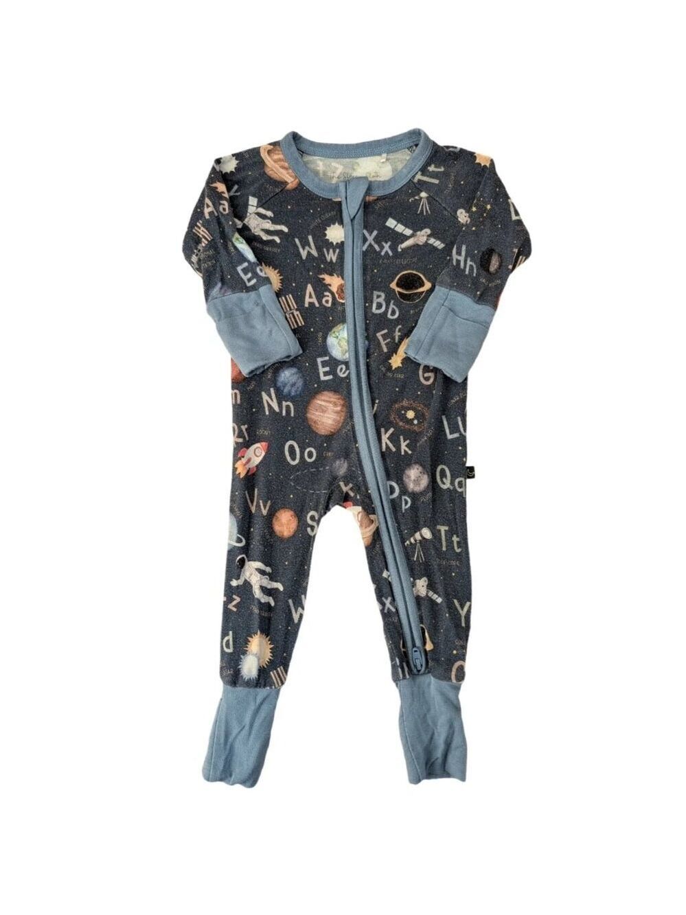 The Sleepy Sloth Alphabet Space Bamboo Convertible Romper / Footie Sleeper Zippy